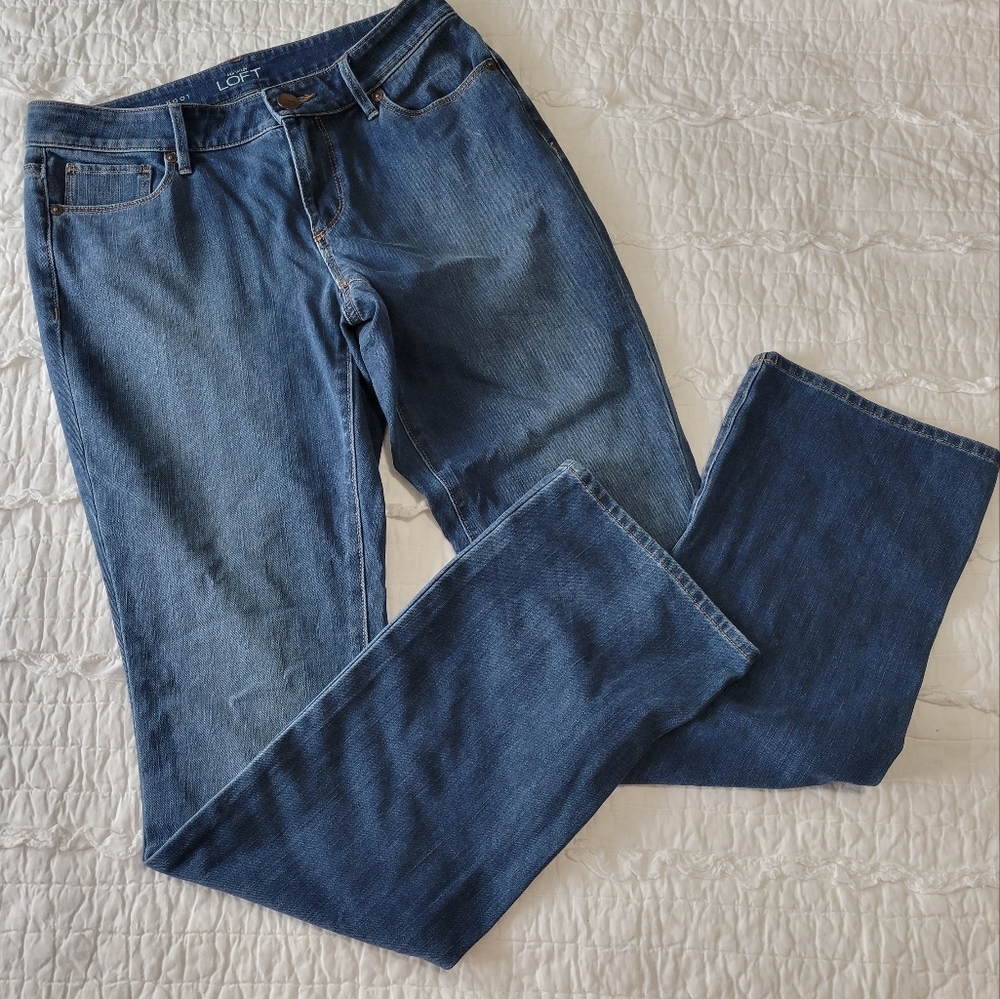 LOFT Curvy Boot Denim Jeans 27/4 Medium Blue NWOT Stretch